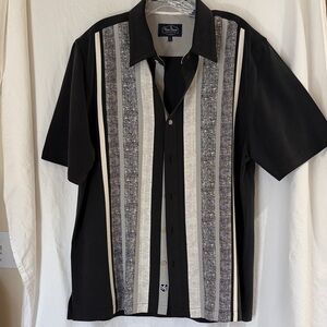 Nat Nast Black and Cream Patterned Button-Down Shirt